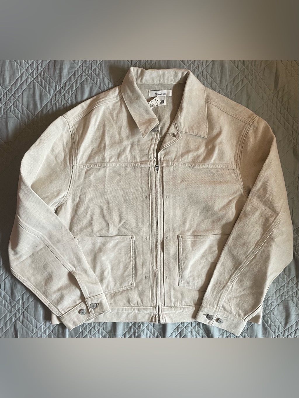 Madewell Denim Zip-Front Trucker Jacket In Holbrook Wash Size Xl Nwt $178 Nz143 — image 7 of 8